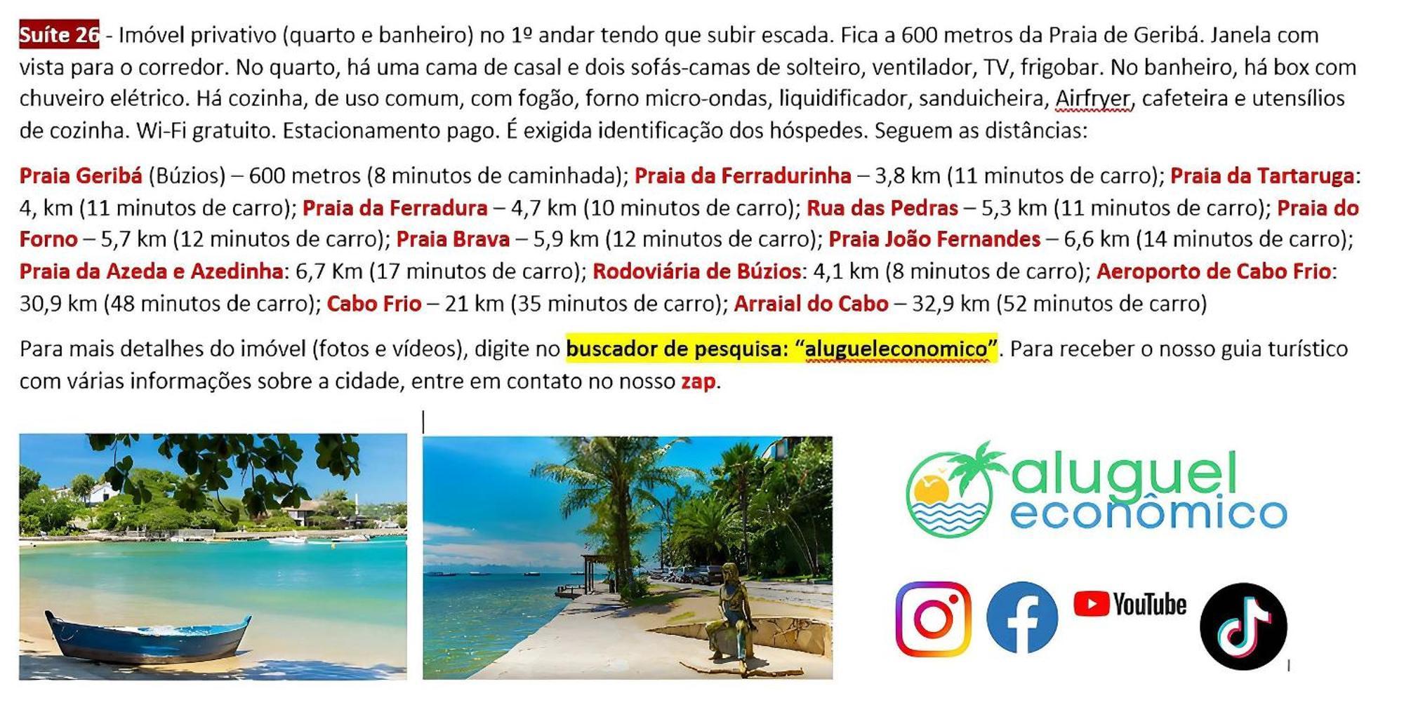 Búzios - Geribá - Aluguel Econômico Apartamento Exterior foto