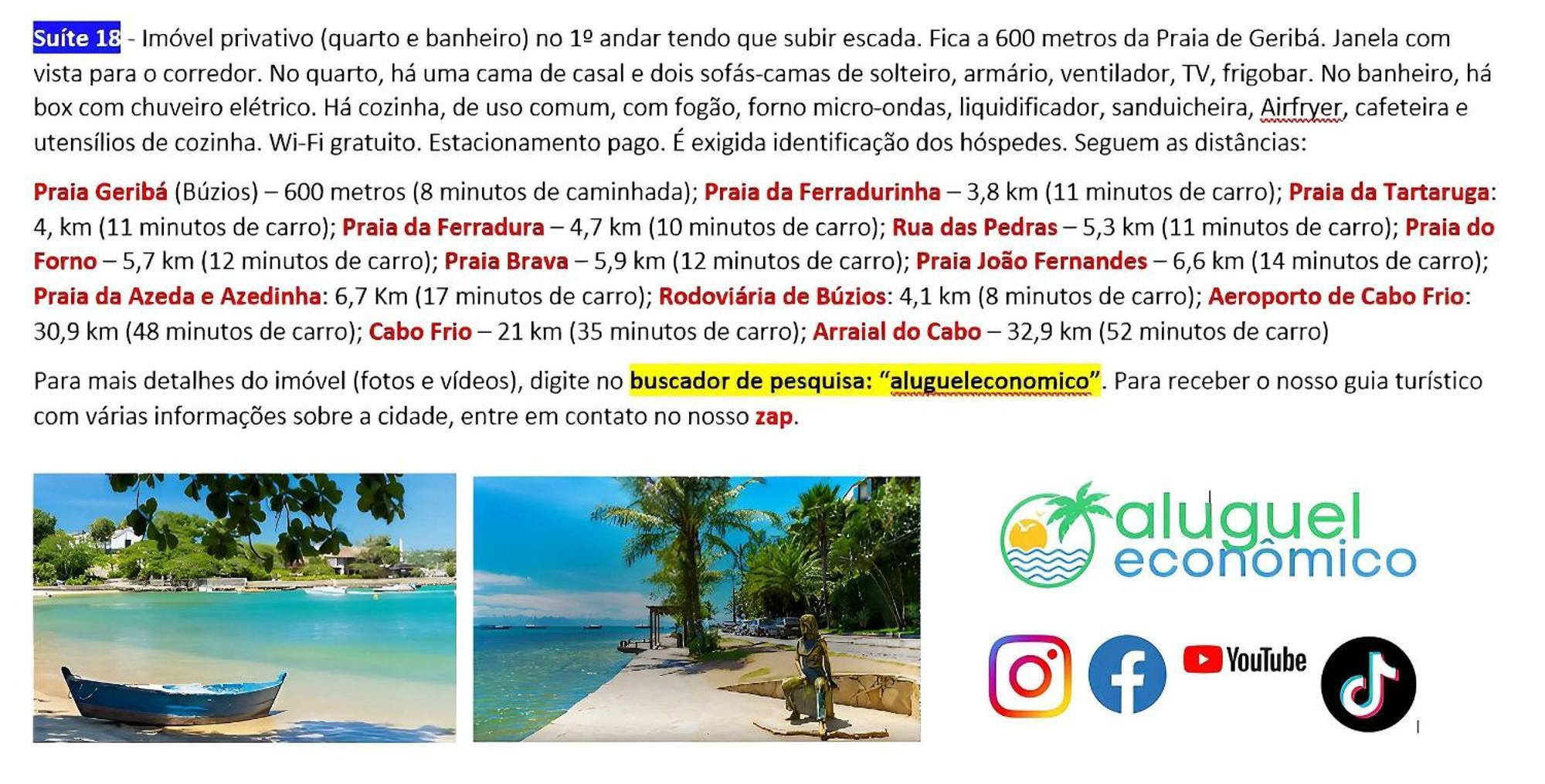 Búzios - Geribá - Aluguel Econômico Apartamento Exterior foto