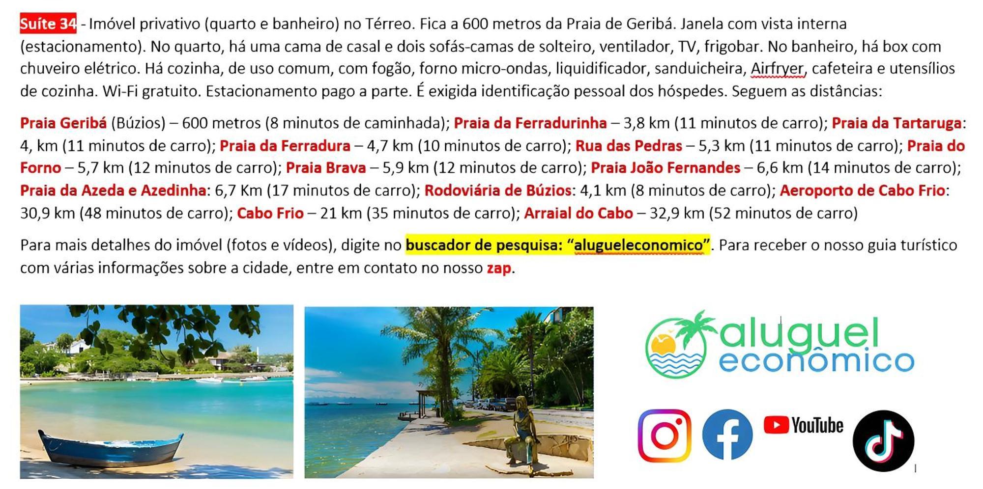 Búzios - Geribá - Aluguel Econômico Apartamento Exterior foto