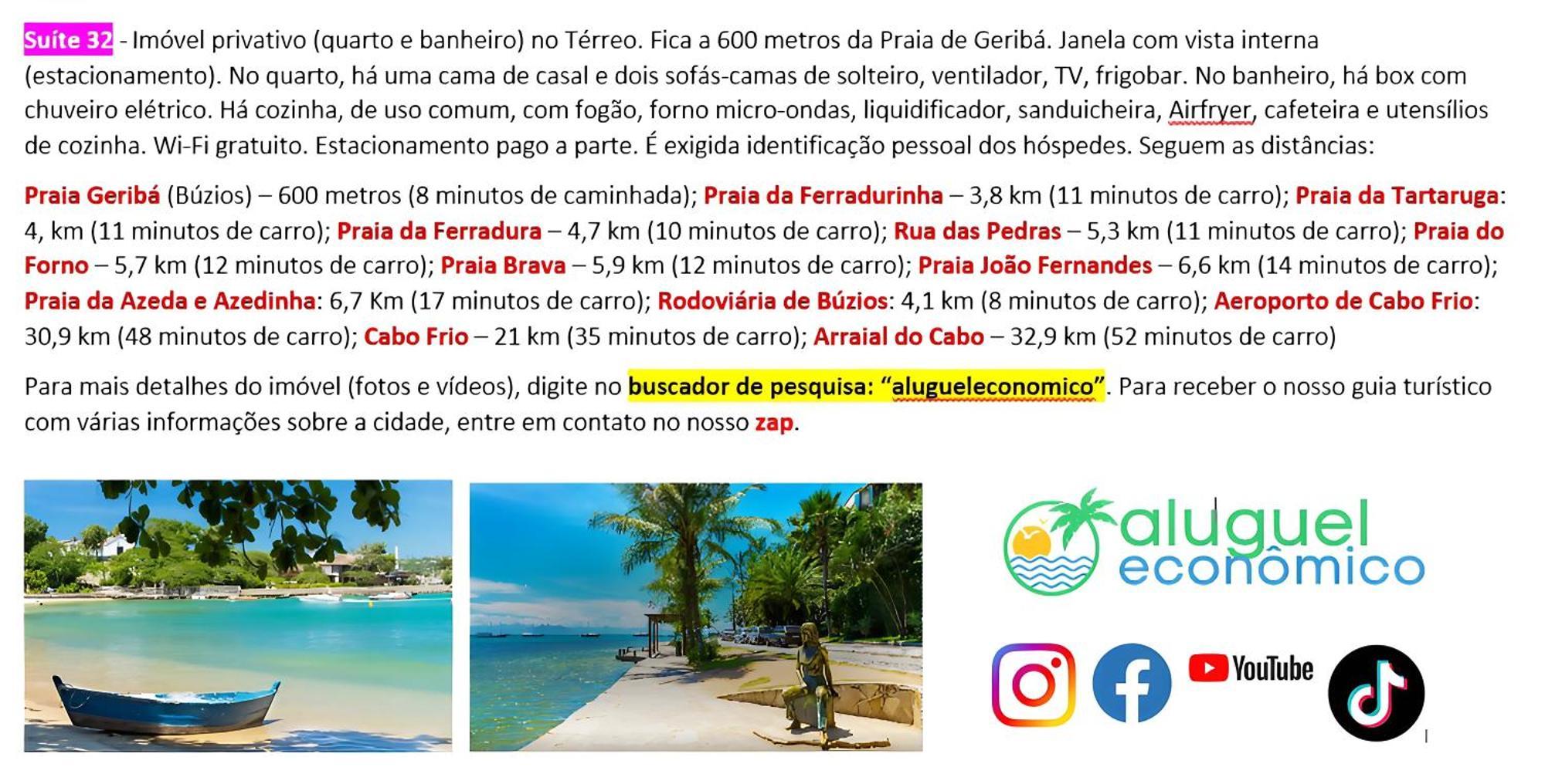 Búzios - Geribá - Aluguel Econômico Apartamento Exterior foto